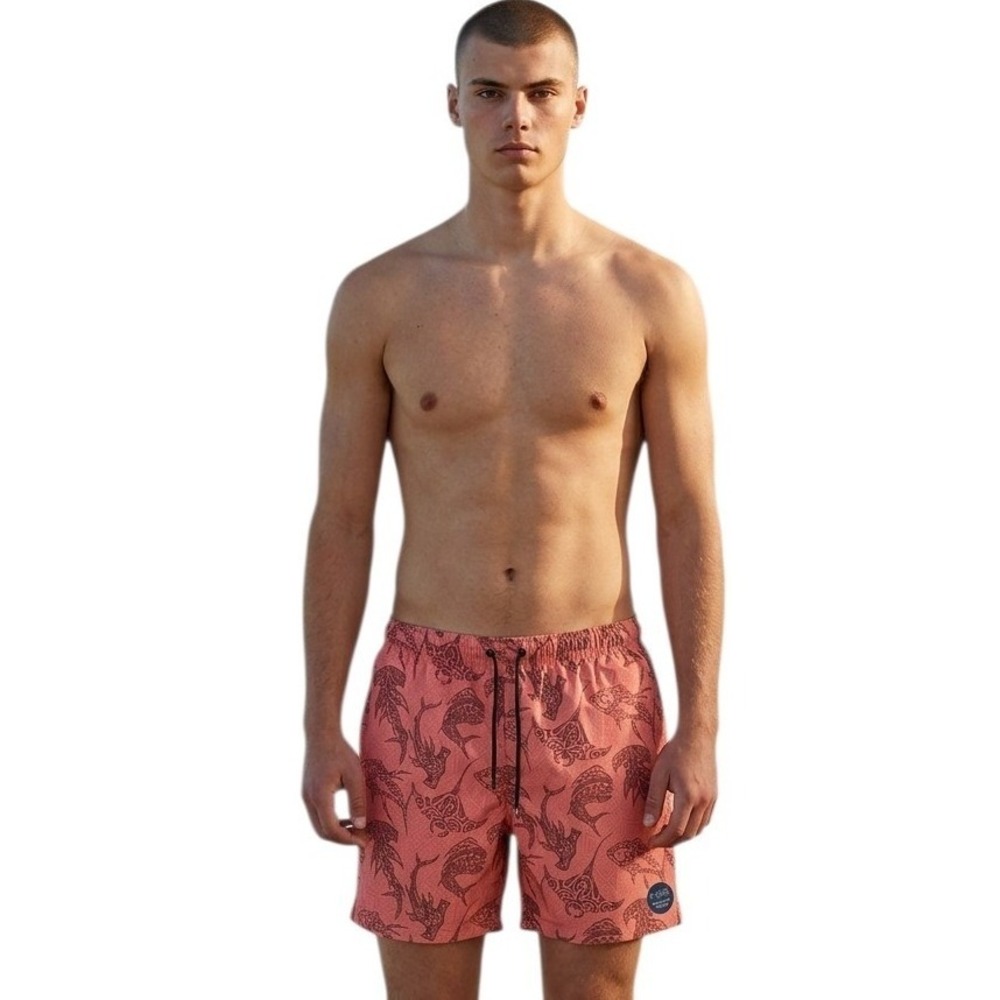 Psycho Tuna Men's size Large Resortwear Beachy Sealife Pool Hybrid Swim Trunks